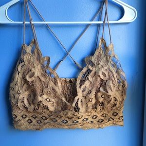 FREE PEOPLE Adella Brown/Tan Lace Bralette